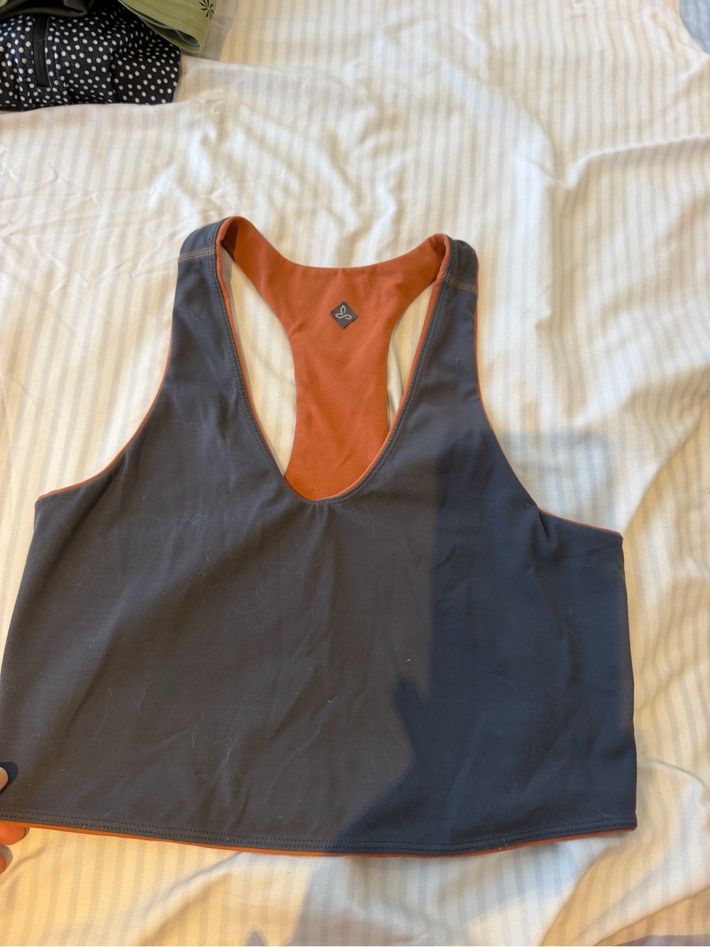 Prana Reversible Racerback Crop Tank - Rust & Charcoal